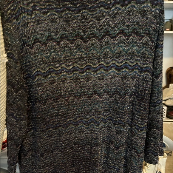 JM Collection Woman 1X Nylon Multicolor Metallic Long Sleeve Shirt Scoop Neck - Picture 10 of 11